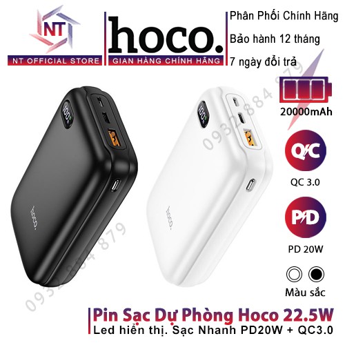 Pin Sạc Dự Phòng Sạc Nhanh PD20W + QC3.0, Hoco Q2A Siêu Nhỏ 20000mAh Chính Hãng - Bảo Hành 12 Tháng