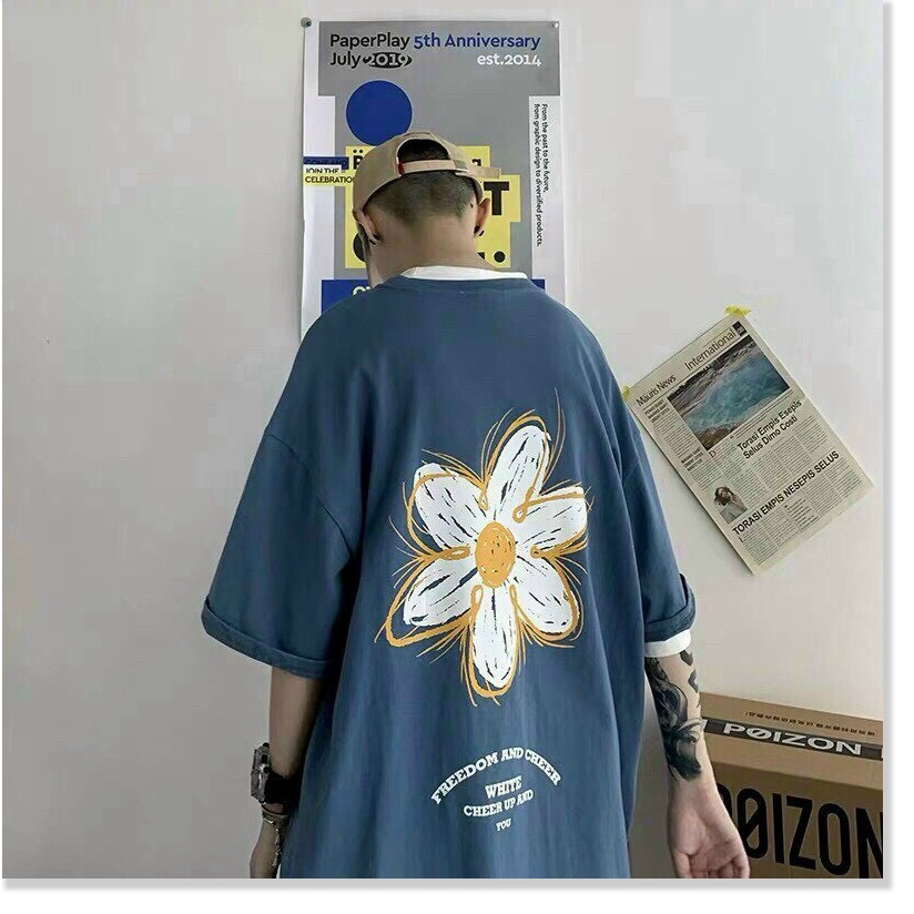 ÁO THUN NAM NỮ FORM RỘNG IN HÌNH HOA HƯỚNG DƯƠNG PEACE SIÊU ĐẸP