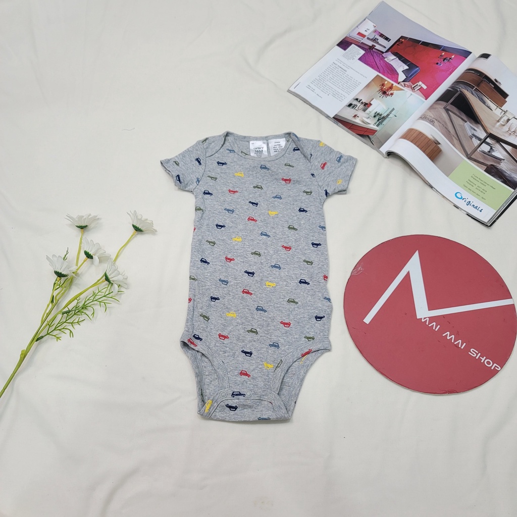 (sz 12-18M Chọn màu- Trai) Body chip TAY NGẮN xuất dư cổ tròn, cổ đáp vai cho bé trai- Bộ liền thân, Bodydsuit cho bé