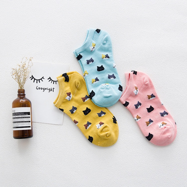SET 5 đôi Tất, vớ nữ cổ ngắn Mèo nhỏ cute dễ thương phong cách Hàn Quốc