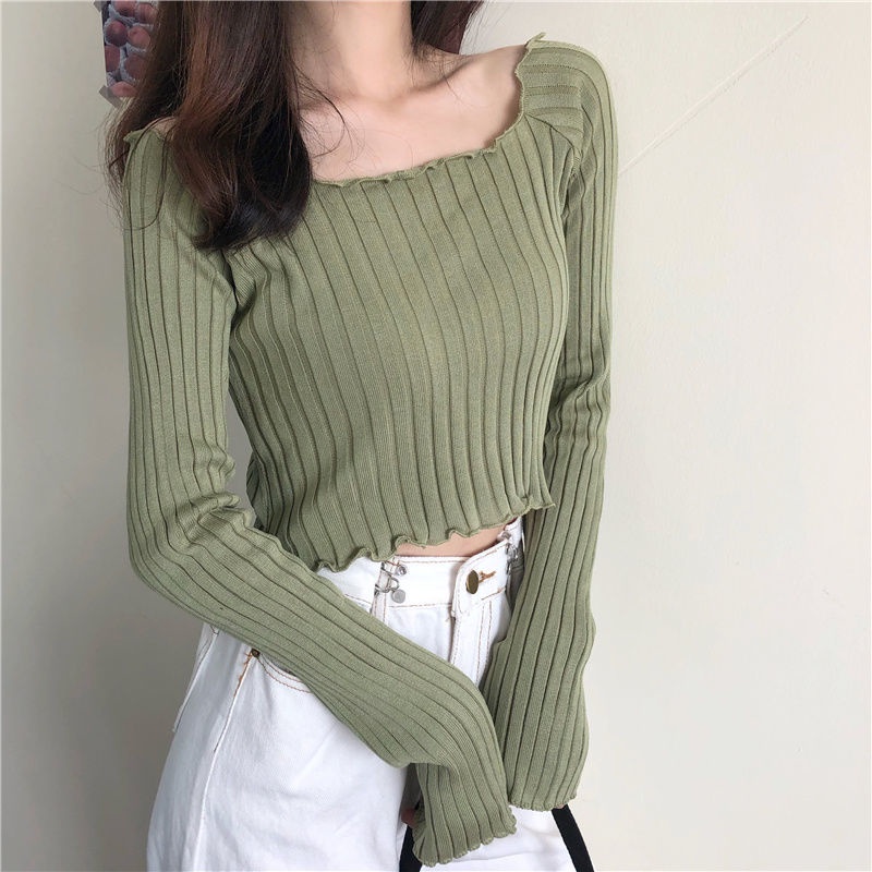 Áo sweater nữ PERTY tay dài màu trơn thời trang phong cách Hàn Quốc