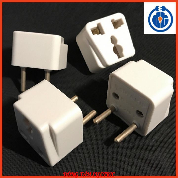 Đầu nối ổ điện 3 chấu chia 2 chấu VINAKIP -Phích chuyển 3 ra 2 - Phích chuyển cho Iphone xác tay