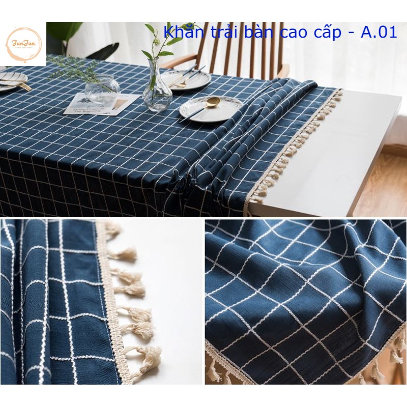 [GÓC SALE] K9_Khăn trải bàn Cao Cấp có tua hình vuông/chữ nhật chất liệu cotton 100% Phong cách Bắc Âu