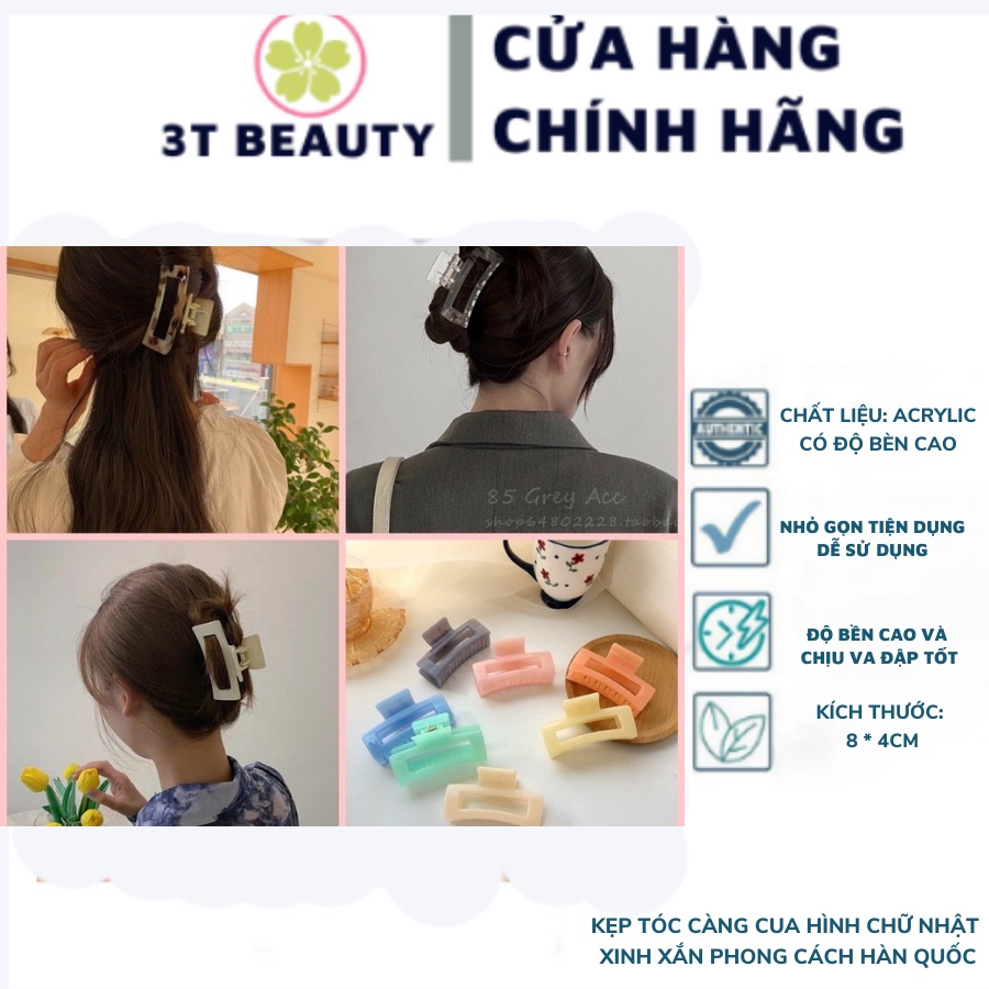 Kẹp tóc càng cua hình chữ nhật xinh xắn phong cách Hàn Quốc