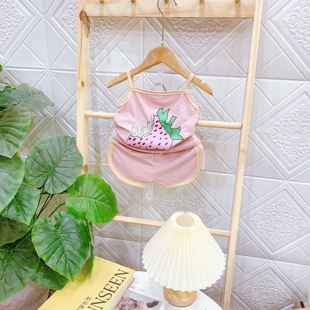 Bộ 2 dây cotton HOA QUẢ ngộ nghĩnh cho bé gái 6-16kg, nhiều màu lựa chọn - BO93