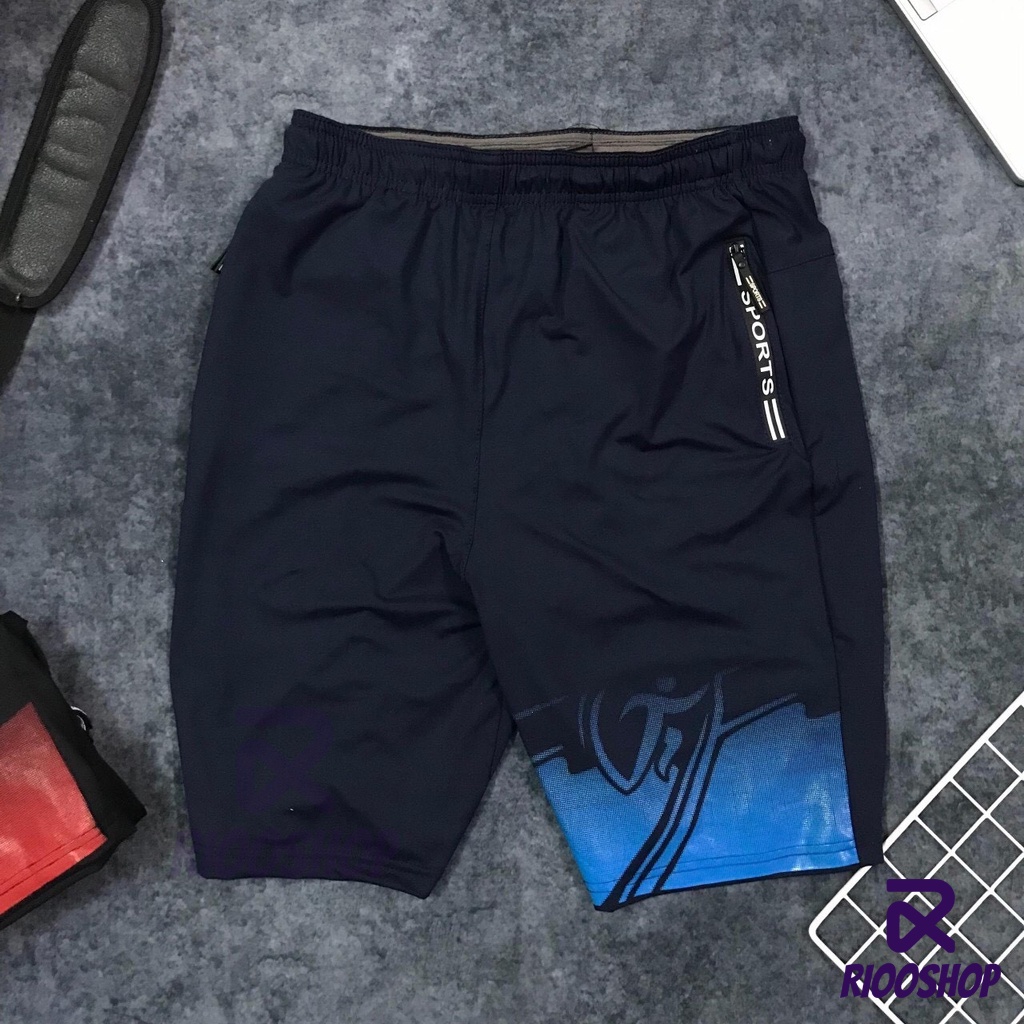 Quần thun nam ngắn dây kéo họa tiết cực chất mới sport RPS022 - quần tập gym nam Riooshop