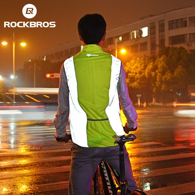 Áo khoác thể thao ROCKBROS không tay phản quang chống gió an toàn khi lái xe ban đêm