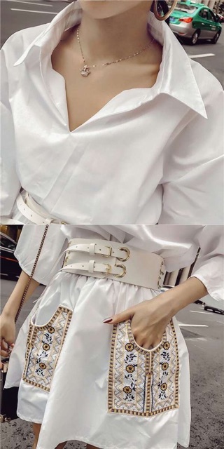 [Order] YAS0325–Sơ mi váy kèm belt thêu thổ cẩm | BigBuy360 - bigbuy360.vn
