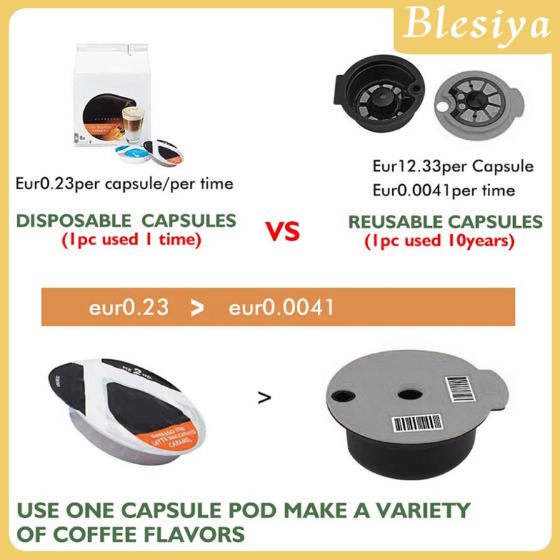 [BLESIYA]2xReusable Coffee Capsule Pod Slicone Lid Fits Bosch for Tassimo Machine 180ml