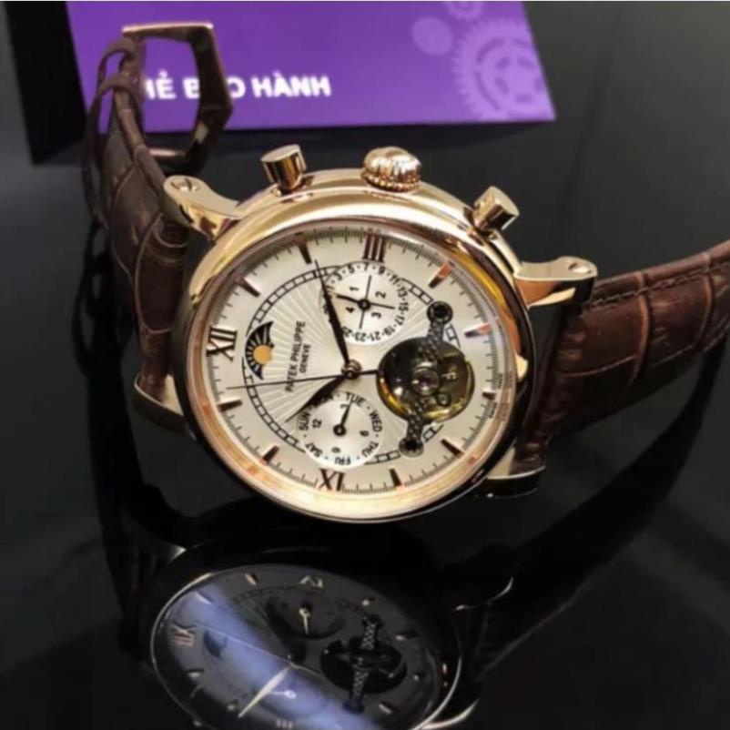 Đồng hồ Nam nút máy nhật, mặt trắng viền vàng, dòng cơ Automatic size 42mm , Đồng hồ thật giá trị thật