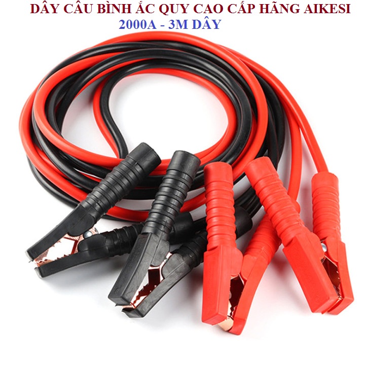 Dây câu bình Ắc quy ô tô cao cấp Aikesi dây lõi đồng, chịu tải 2000A