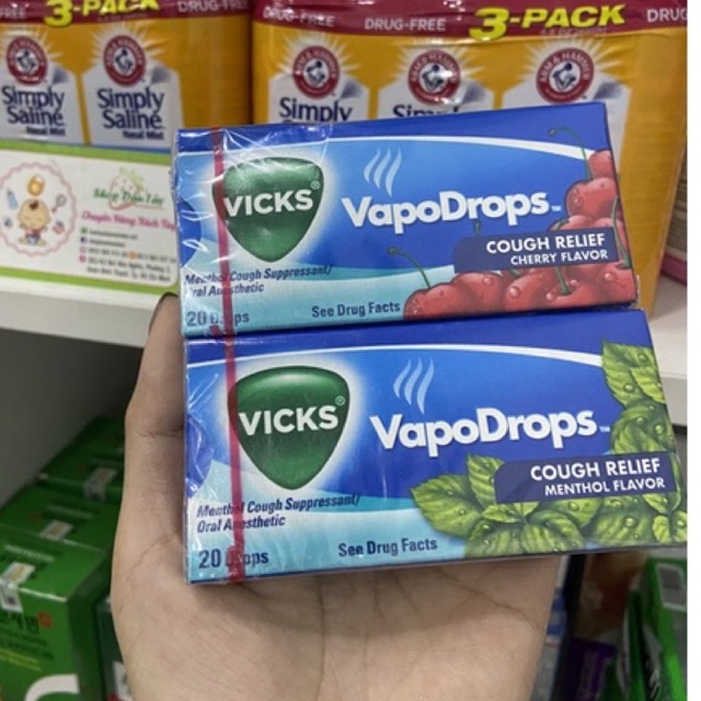 Kẹo ngậm giảm ho,đau họng Vicks Vapodrops hộp 20 viên