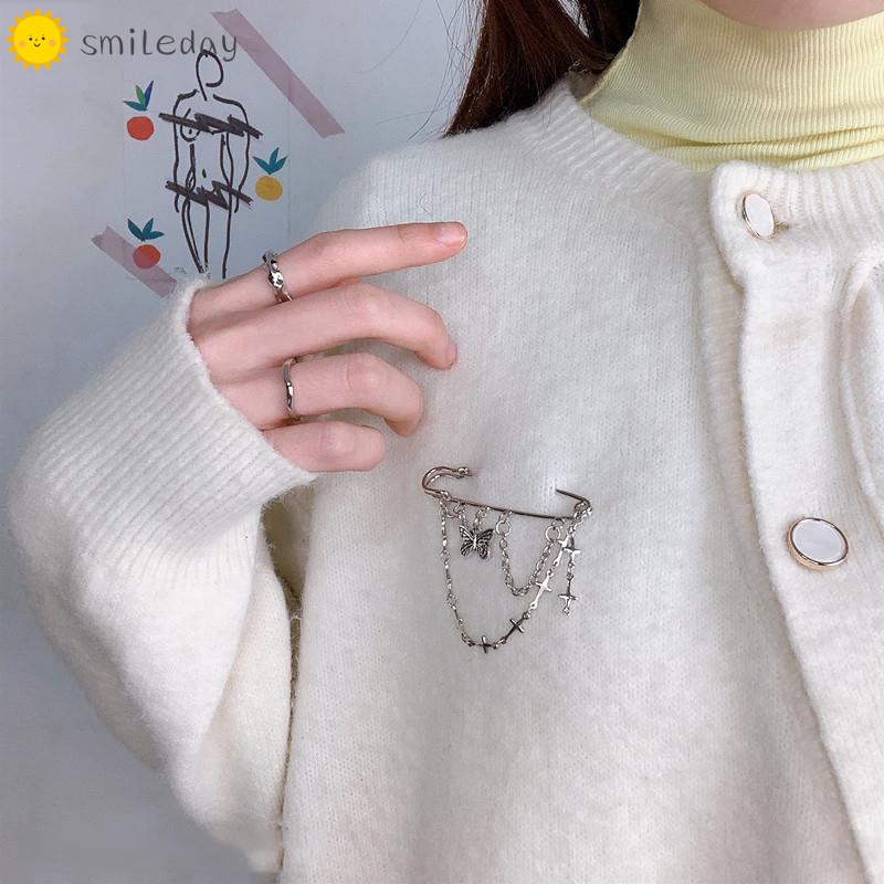 Ghim Cài Áo Hình Bướm Đính Ngọc Trai Phong Cách Vintage