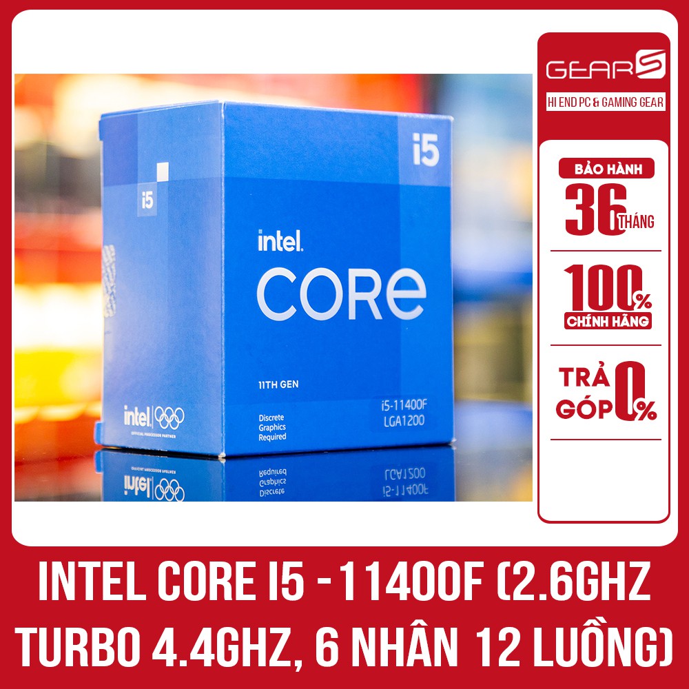 CPU Intel Core i5 11400F 6 Nhân 12 Luồng Turbo 4.4GHz Nguyên seal Box nhập khẩu - Bảo hành 36 Tháng