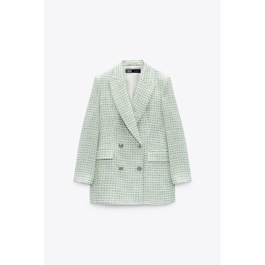 Set blazer & chân váy dạ xanh mint Zara