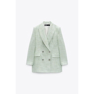 Set blazer & chân váy dạ xanh mint Zara