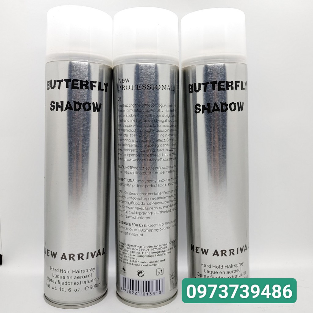 [ Hàng Chuẩn Đẹp] Gôm xịt tóc Butterfly Shadow (320ML - 600ML) Giá Siêu Rẻ