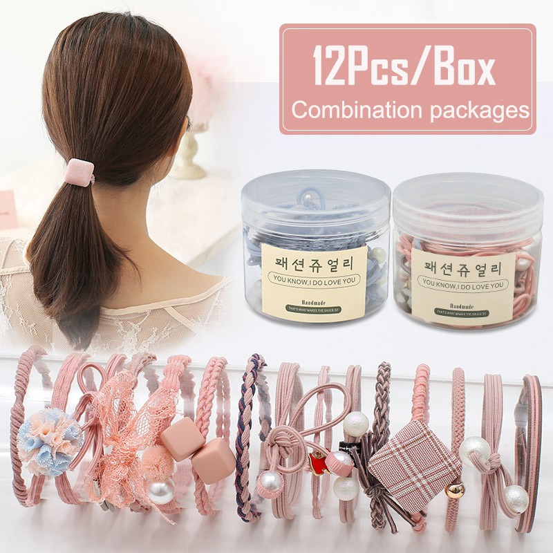 Set 12 Dây Buộc Tóc Kiểu Dáng Đơn Giản Thời Trang Cho Nữ