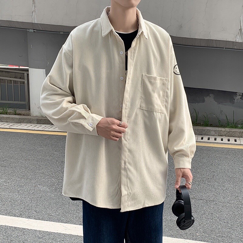Áo Sơ Mi Mặt Cười NHUNG GÂM TĂM Oversize Form Rộng Unisex Nam Nữ Phong Cách Hàn Quốc Ulzzang KUN