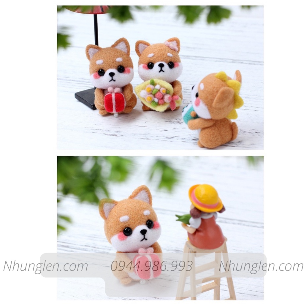 Len chọc có hướng dẫn 5 bé LỚP HỌC SHIBA NEEDLE FELTING SHIBA CLASSES, món quà handmade ý nghĩa