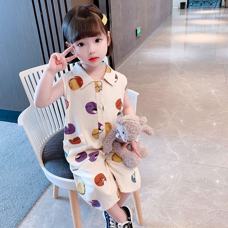 Bộ Áo Liền Quần Bằng Cotton Mỏng Phong Cách Nhật Bản Hàn Quốc Thời Trang Mùa Hè Hàng Mới Dành Cho Bé Gái 2022