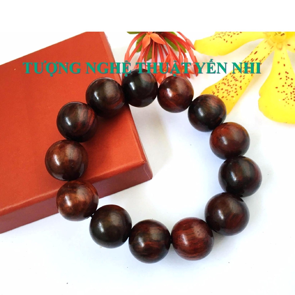 Vòng tay phong thủy cao cấp gỗ Trắc đỏ hạt 18mm-không