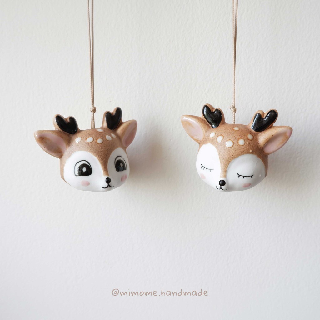 Chuông gió gốm bé hươu sao