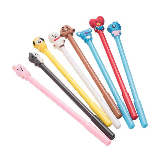 bộ 8 bút BTS chibi kẹo bút BTS, đồ dùng học tập bút viết bi gel dễ thương