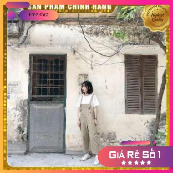 ( SLN ) [SALE OFF] Set bộ giảm giá Quần Yếm cute+Áo tay lỡ trơn Basic ( SLN ) HQHQ20