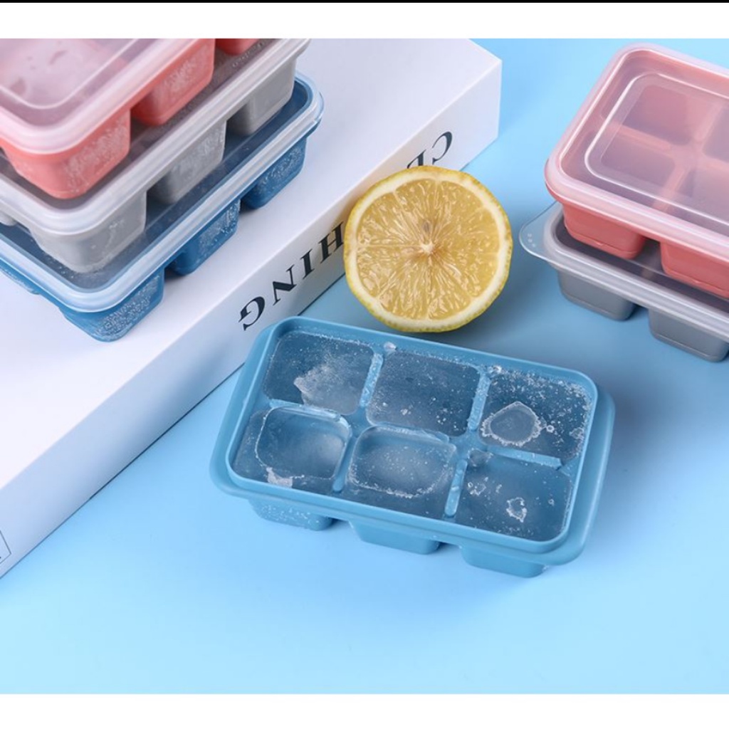 Khay đá 6 viên có nắp đế silicon dễ ⚡️6 VIÊN CÓ NẮP SIZE NHỎ⚡️