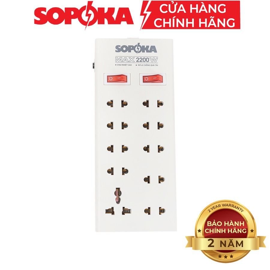 Ổ cắm điện 10 cửa chịu nhiệt SOPOKA 10X2 chống quá tải