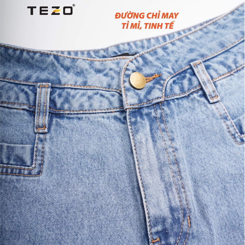 Quần sooc bò nữ Tezo lưng cao cạp tròn phong cách trẻ trung năng động 2203QSBB03