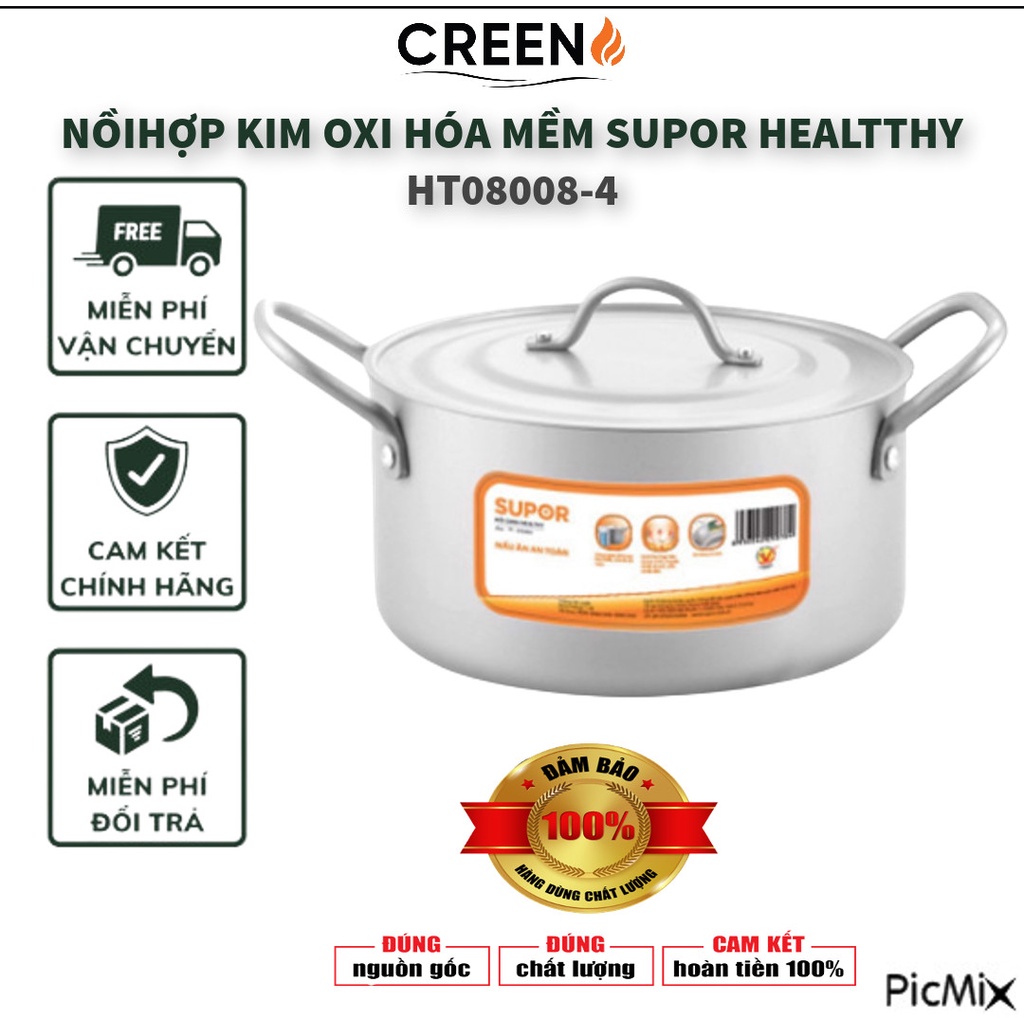 Nồi Nấu Canh, hợp kim nhôm oxy hóa mềm SUPOR HEALTTHY HT08008-4 24CM