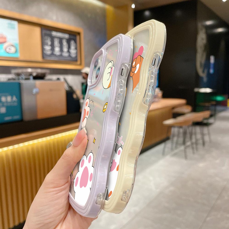 Suntaiho Ốp lưng Ốp điện thoại  mềm viền gợn sóng in hình dấu chân mèo thích hợp cho iPhone 14 14 Pro 13 PROMAX 13 Pro XR XS Max