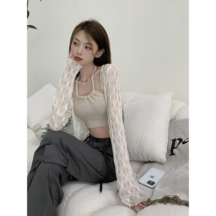 HUANG YOYO Áo Khoác cardigan Mỏng Tay Dài Chống Nắng Phong Cách Hàn Quốc Thời Trang Cho Nữ
