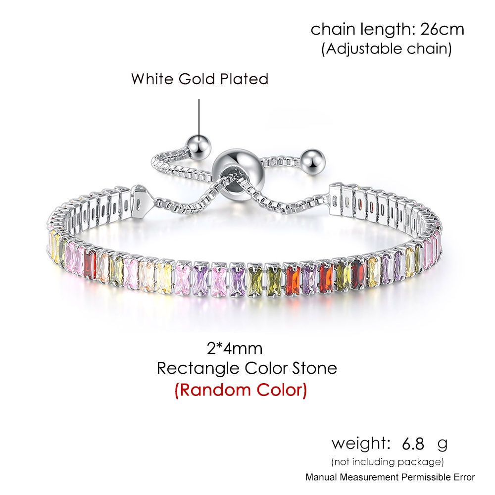 Vòng tay nữ ZHOUYANG đính đá zircon nhiều màu cầu vồng thời trang