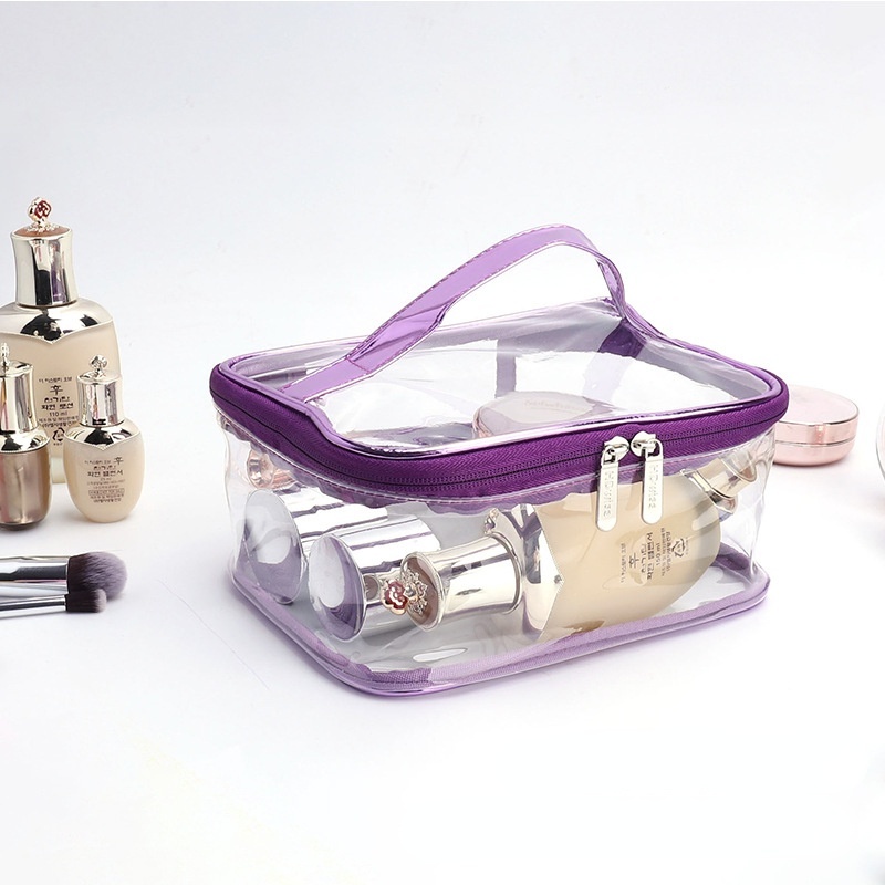 Túi Đựng Mỹ Phẩm Da PU PVC Trong Suốt Màu laser Hai Lớp Chống Thấm Nước