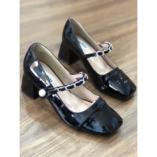 GIÀY SANDAL CAO GÓT NỮ GÓT VUÔNG PHỐI XÍCH NGỌC B15