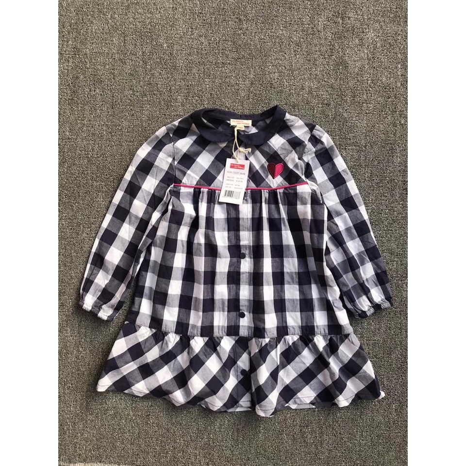 Váy caro Dpam bé gái cổ sen dư xịn