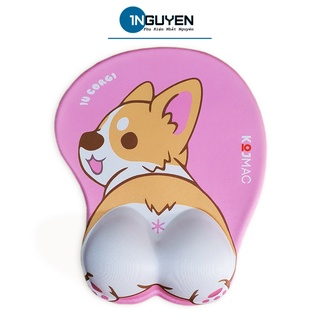 Lót Chuột Có Đệm Silicon Hỗ Trợ Cổ Tay Hình Mông Cún Dễ Thương - Pad Chuột | Bàn Di Chuột