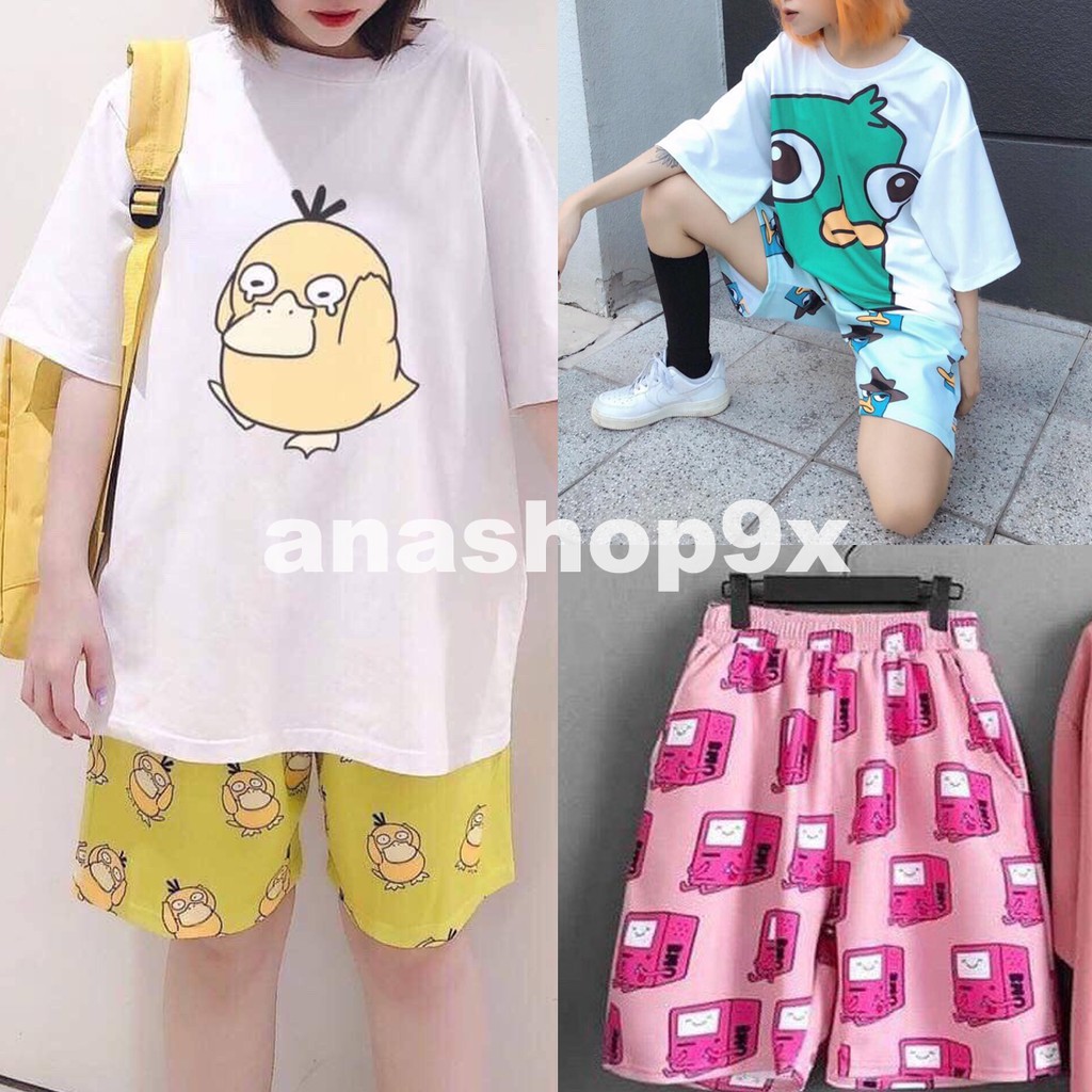 Quần short UNISEX họa tiết hoạt hình cute/ Quần cộc nam nữ bigsize anashop9x
