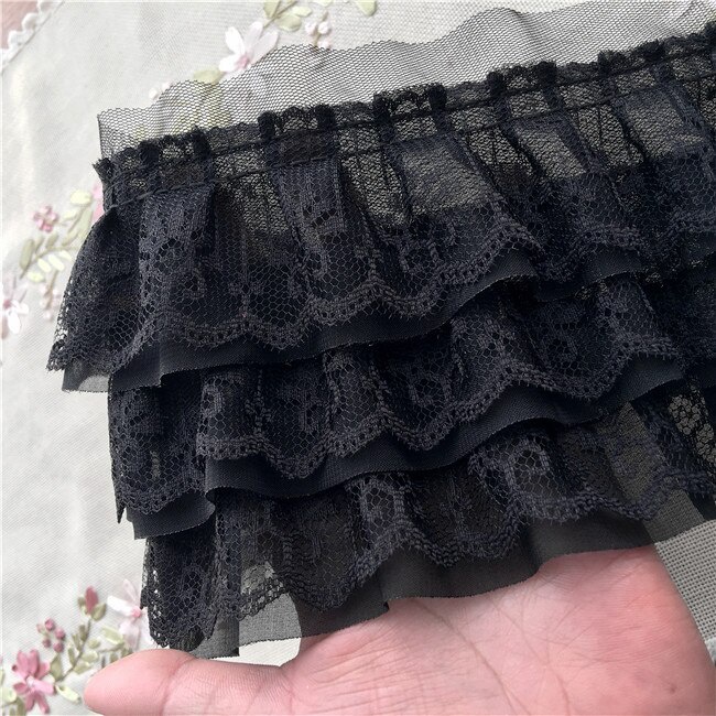 Cuộn Vải Ren Thêu Hoa Trắng Đen Sang Trọng Rộng 11CM