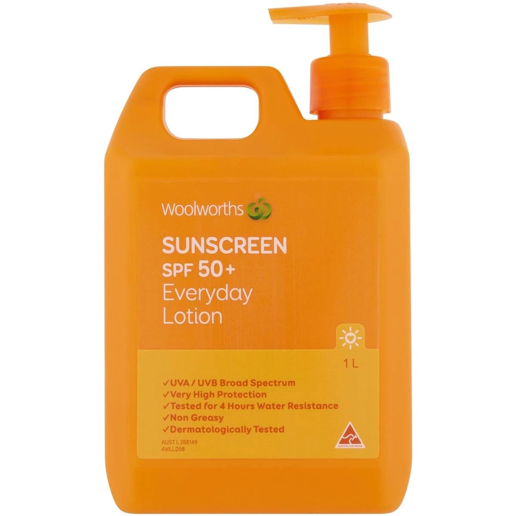 KEM CHỐNG NẮNG WOOLWORTHS EVERYDAY SPF 50+ - QUỐC DÂN ÚC CHAI 1L