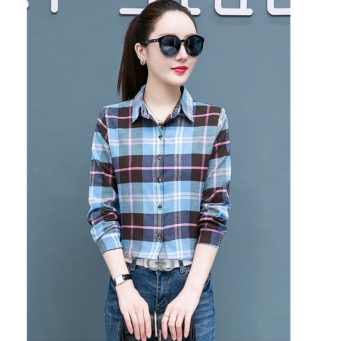 Áo sơ mi nữ kẻ sọc phối màu trẻ trung Sm83