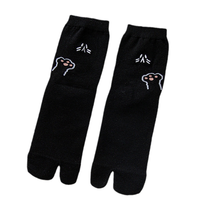 Vớ Xỏ 2 Ngón Bằng Cotton In Họa Tiết Mèo Hoạt Hình Dễ Thương Phong Cách Harajuku Cho Nữ