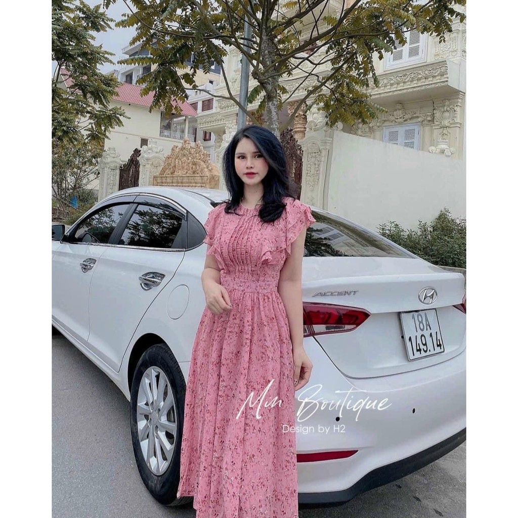 Váy hoa cánh tiên hồng, váy maxi hồng xinh xắn | BigBuy360 - bigbuy360.vn