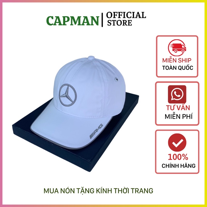 Mũ Lưỡi Trai - Nón Kết Logo Mercedes - Hàng Cao Cấp, Free size, Full Hộp Trắng, Đen - KING BOUTIQUE