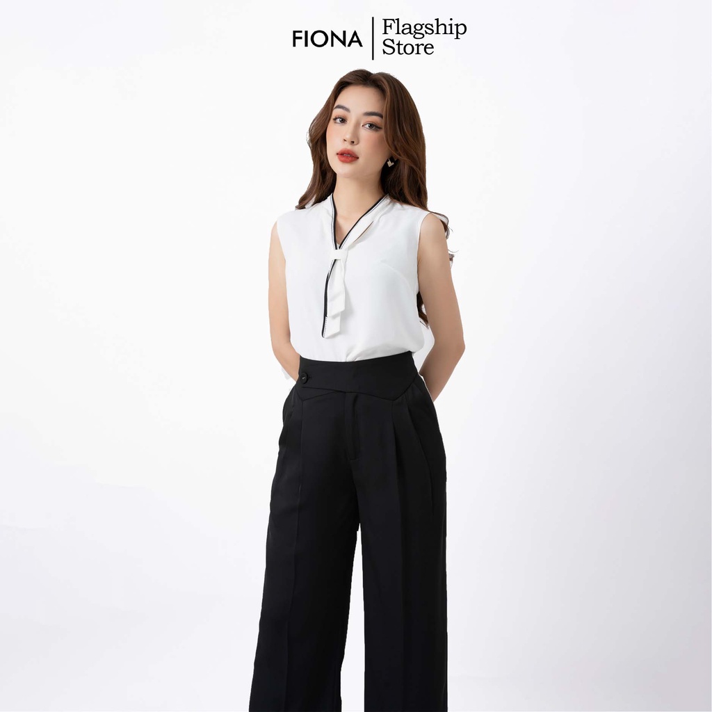 Quần nữ dáng suông culottes xếp ly, cài cúc trang trí FIONA F352323