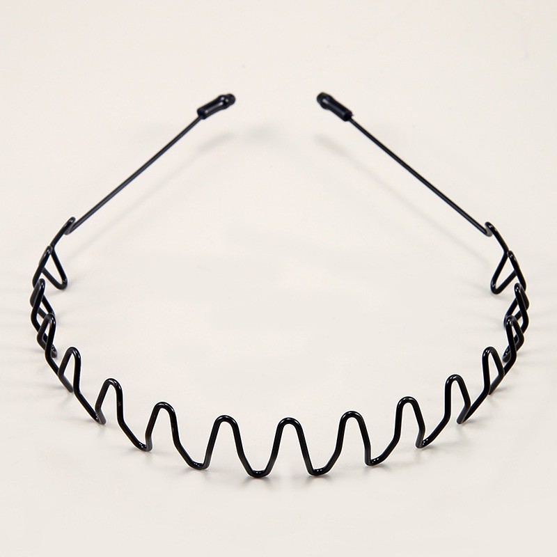 Băng đô cài tóc bằng kim loại màu đen hình gợn sóng chống trượt cho cả nam và nữ