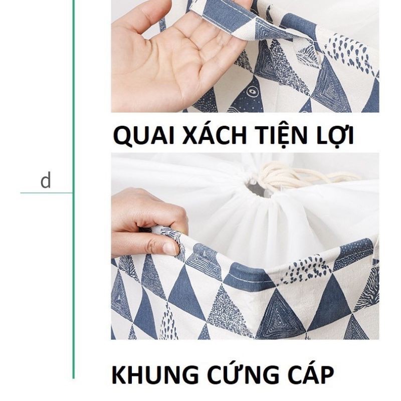 Giỏ đựng quần áo bằng vải cỡ lớn 100 lít - túi đựng chăn màn đa năng washday có thể gấp gọn vintage xinh xắn